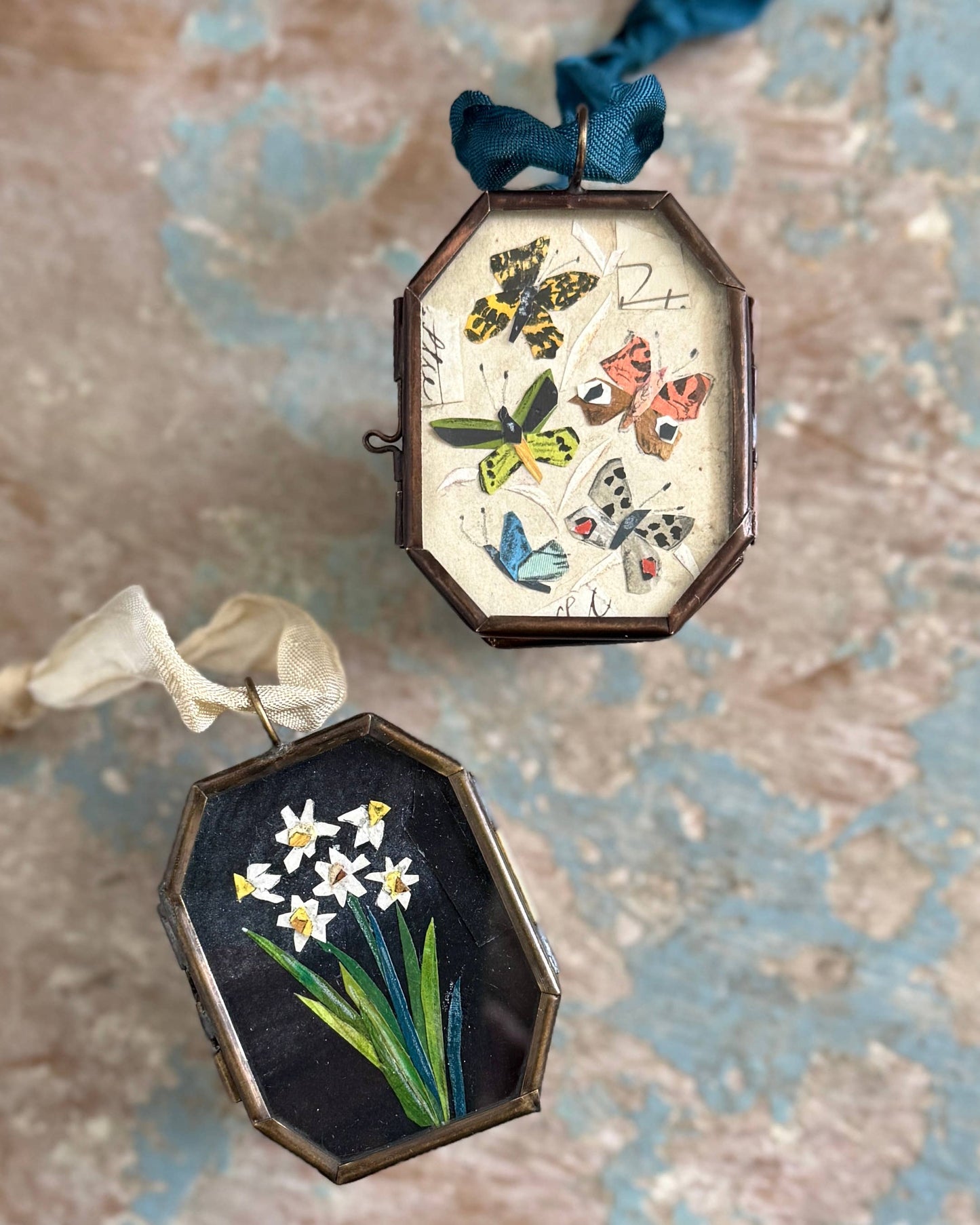 Butterfly Waltz ~ Art Locket Ornament Garden Handmade