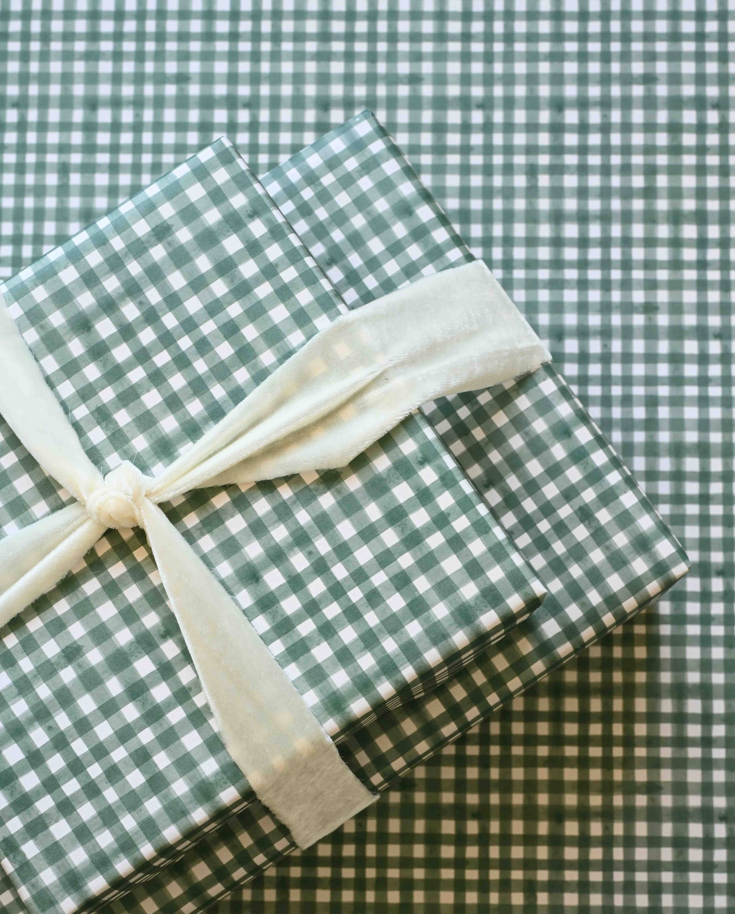 Tonga Green Gingham Gift Wrap