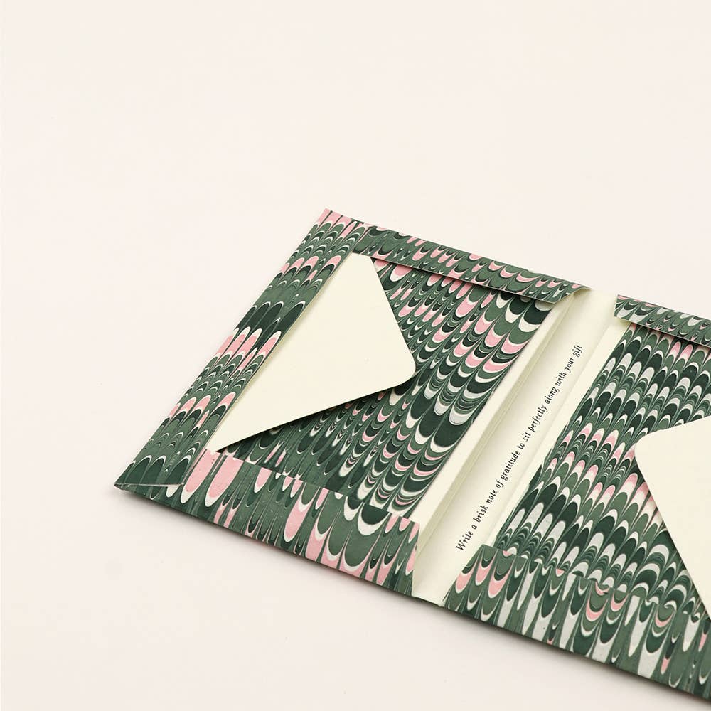 Green Hand Marbled Greeting Card Set