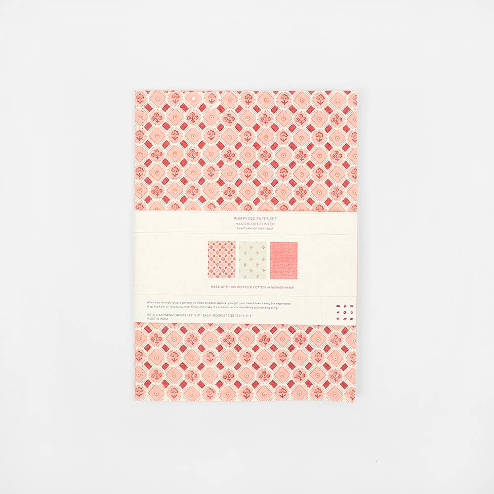 Red Block Printed Gift Wrap Booklet