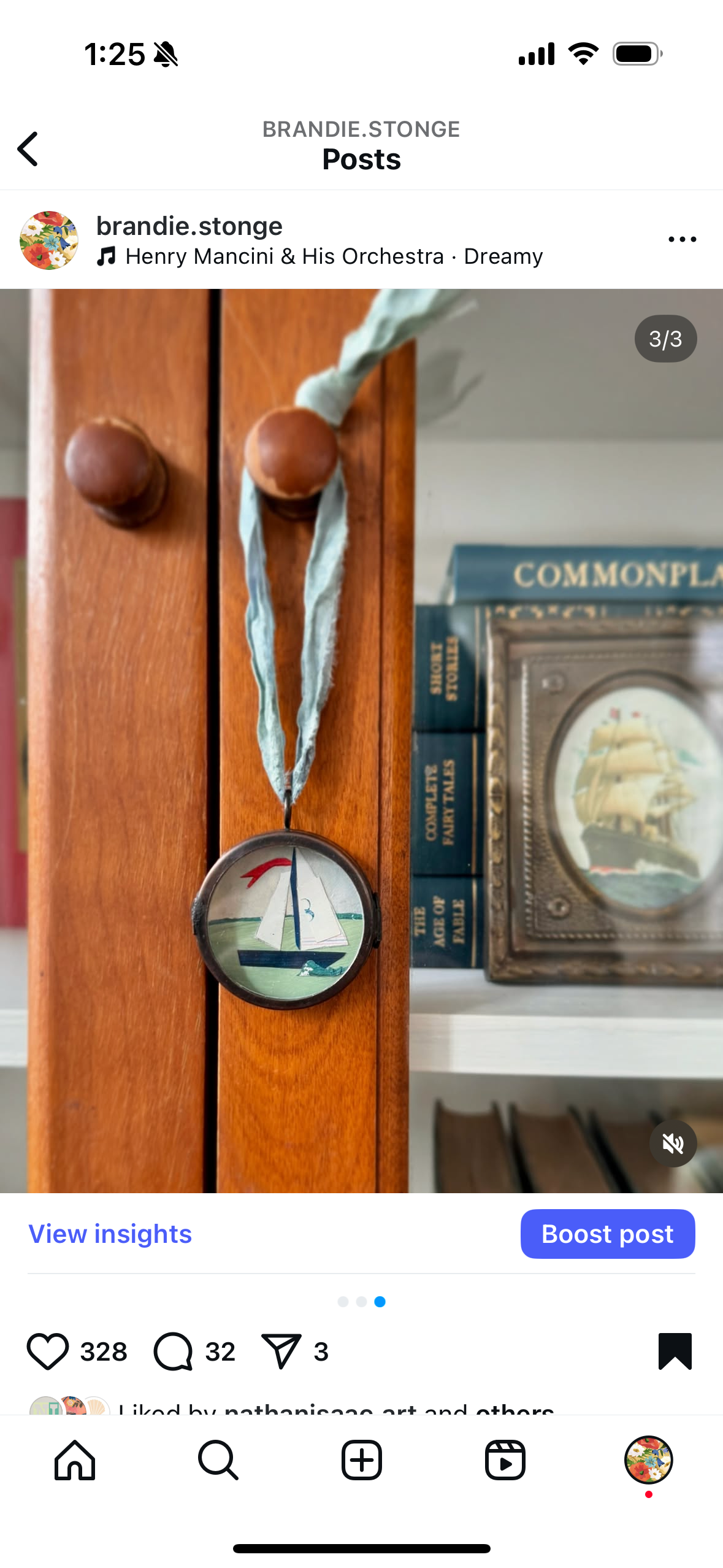 Sail No. 8 ~ Art Locket Ornament Nautical Boat Handmade 